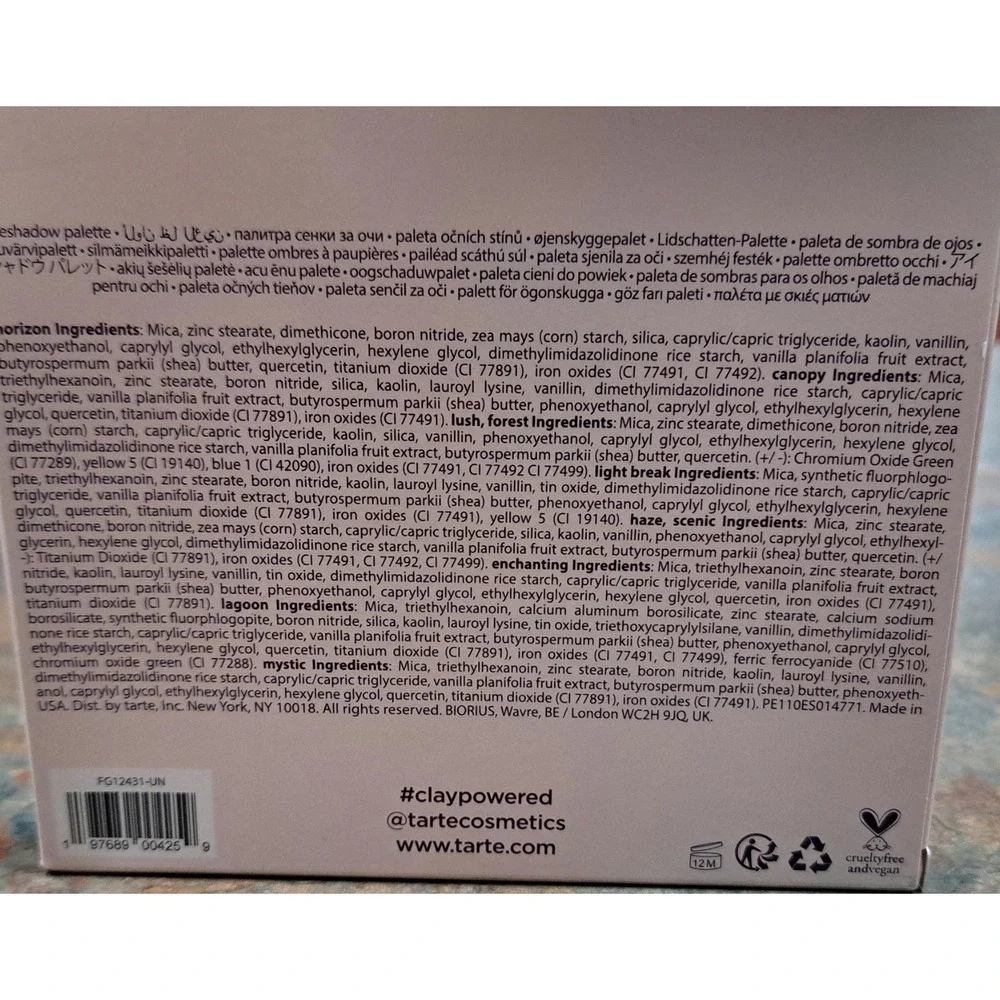 Tarte Glamazon Amazonian Clay Eyeshadow Palette, 10 Shades New in Box